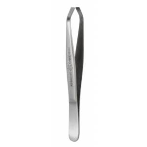 Eyebrow tweezers, curved, stainless